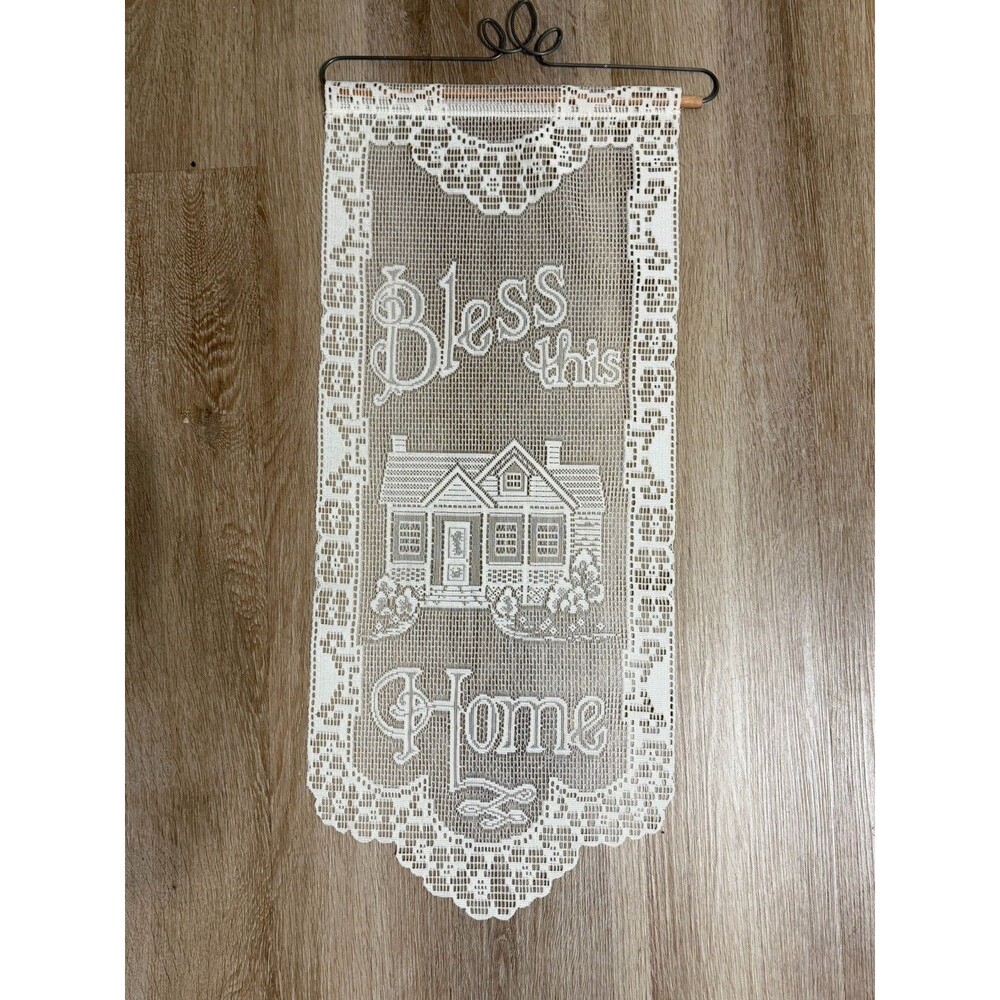 Vintage Doily Style Bless This Home Wall Hanging Decor 90s Grandmacore